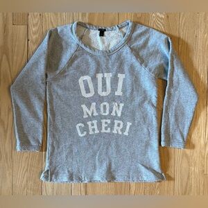 J.Crew "Oui Mon Cheri" French Terry Grey Sweatshirt, Women’s Size XS